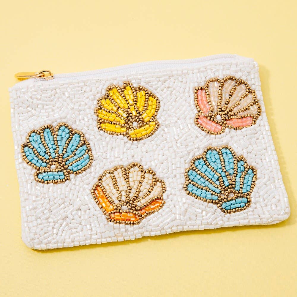 Colorful Seashells Mixed Beaded Coin Purse
