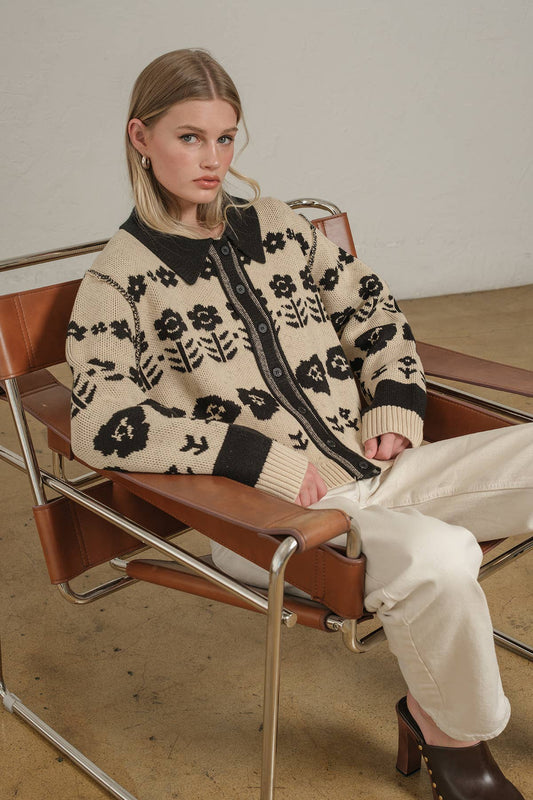 Brenna Jacquard Knit Cardigan
