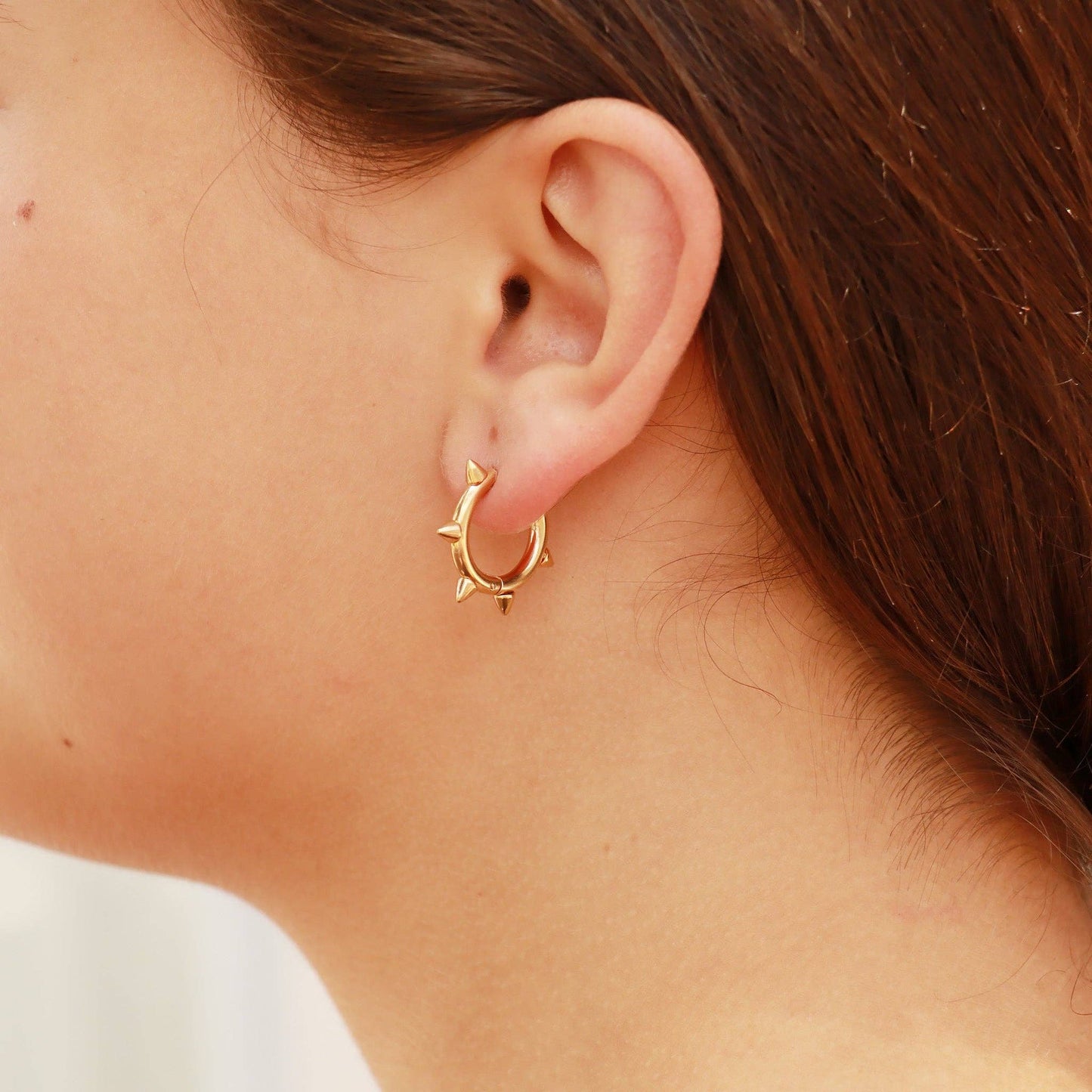 18K Gold PVD Stainless Steel Spike Hoop Earrings