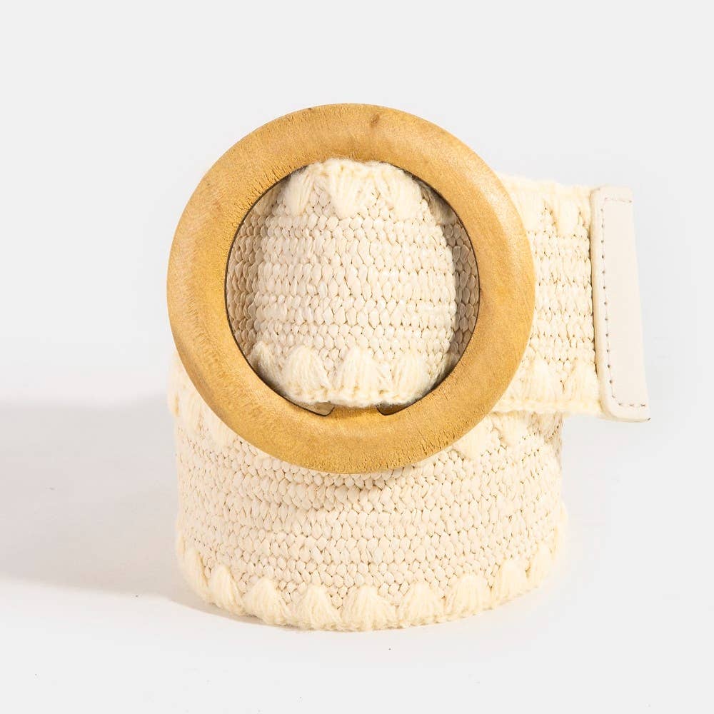 Wooden Round Buckle Braided Fashion Belt