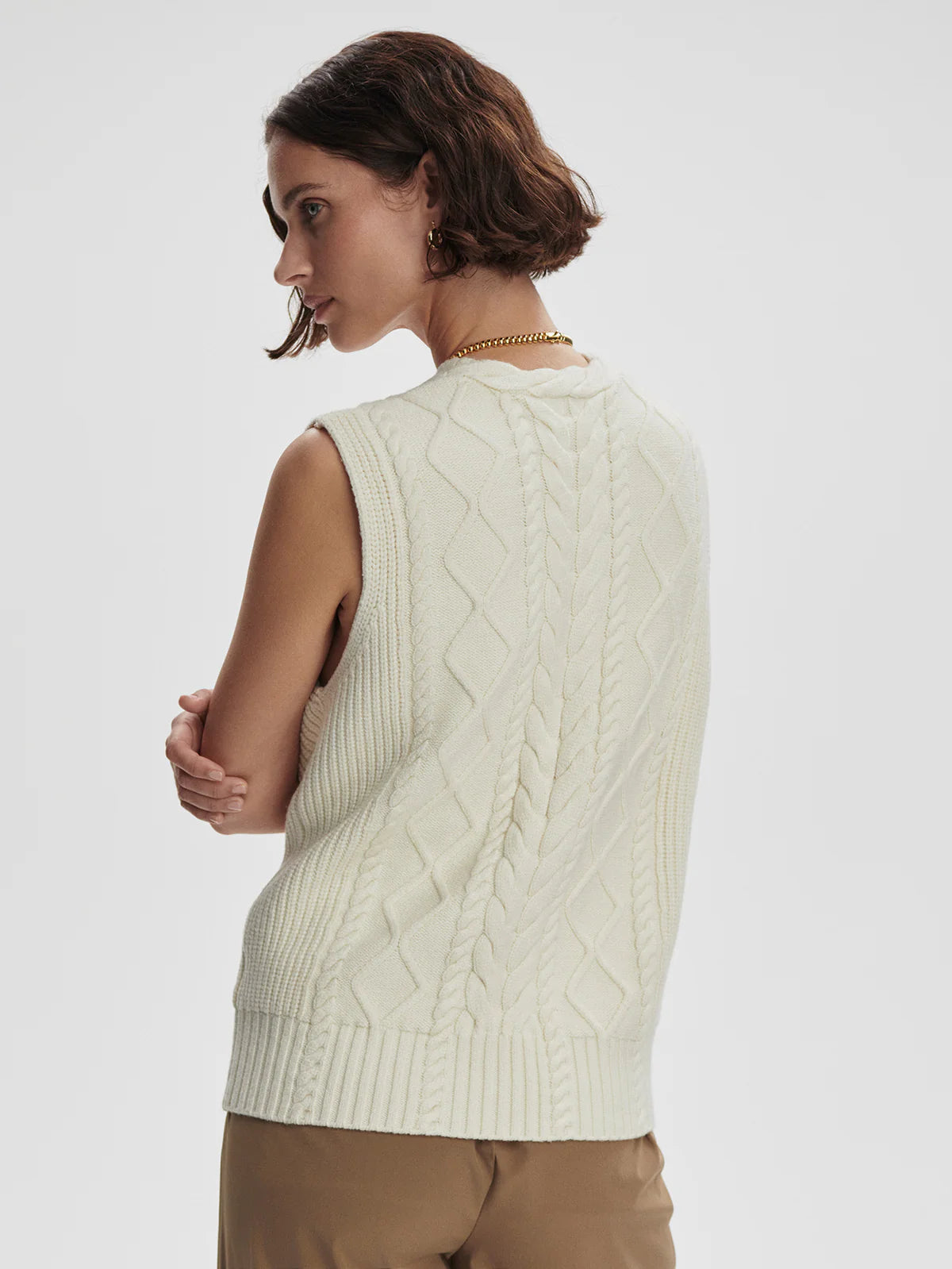 Kay Cable Knit Vest | Snow White