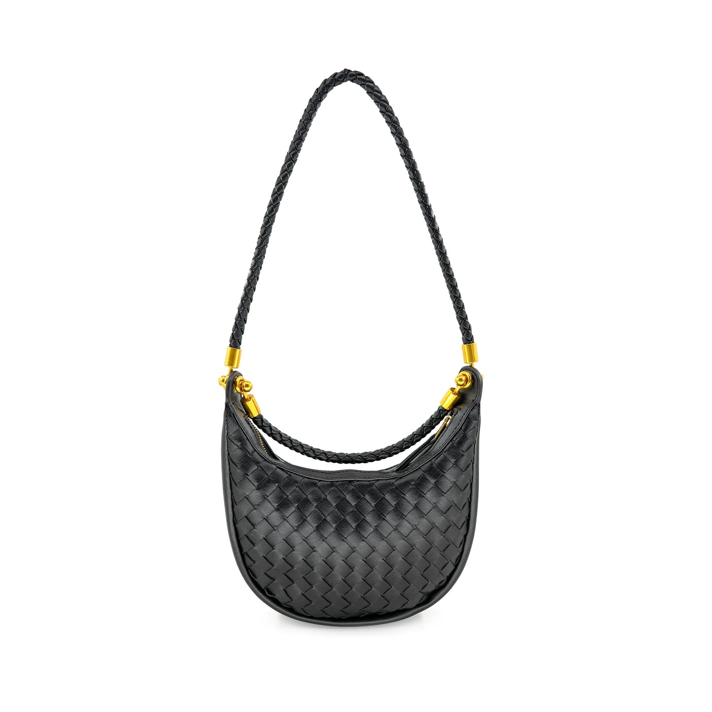 Colette Mini Woven Hobo Bag | Black