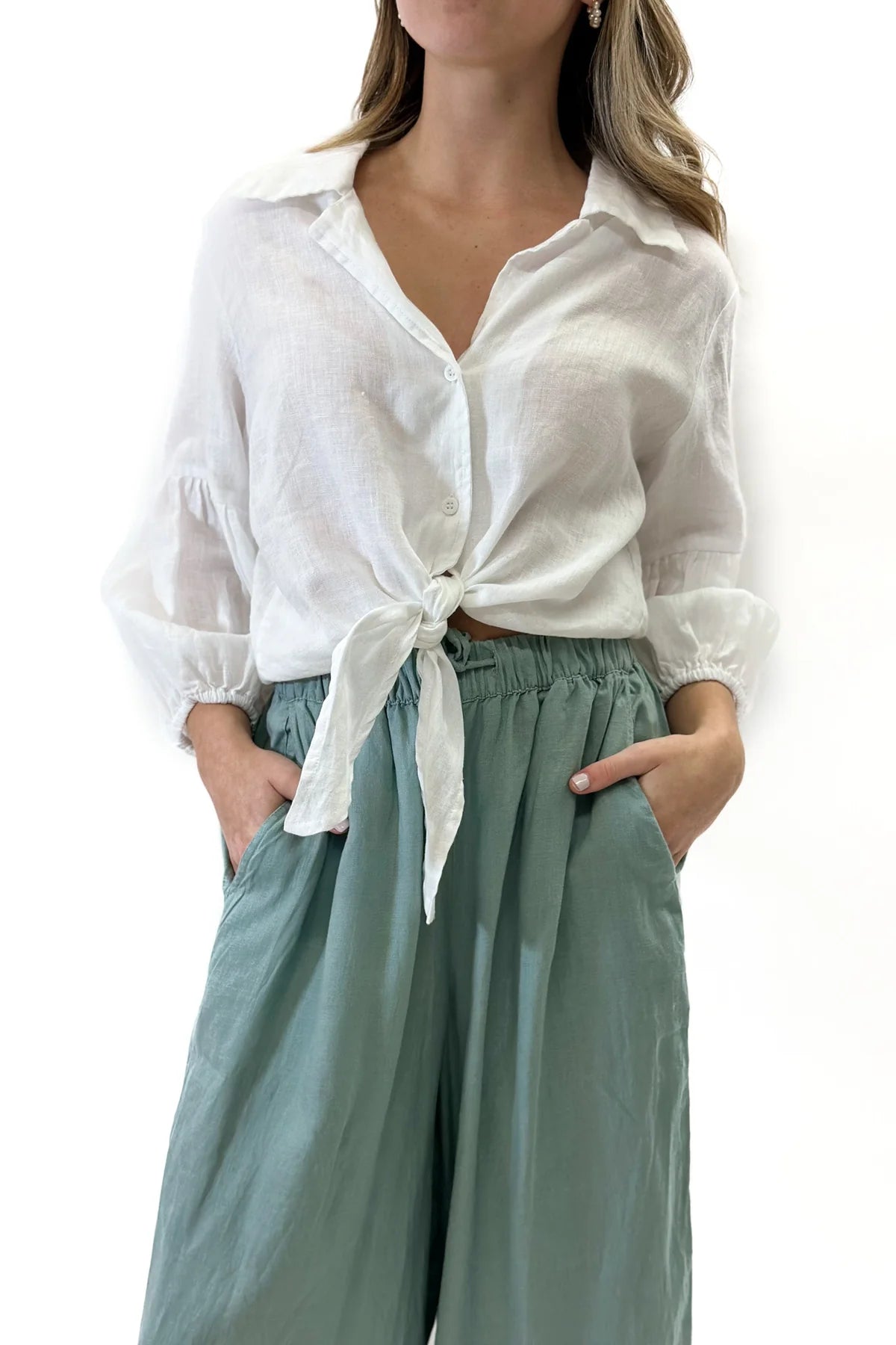 Ava Button Up | White