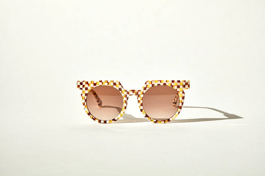 Aster - Toasted Moxie Round Checkered Sunglasses