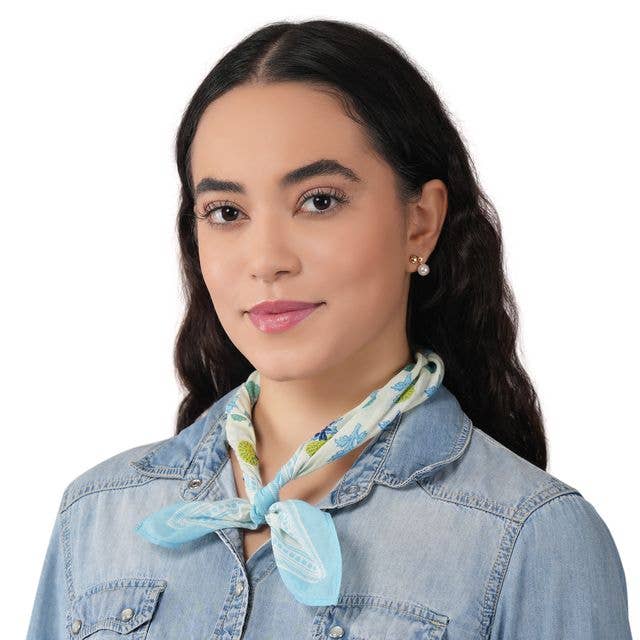 Chasing Petals Cotton Bandana - Ice Blue