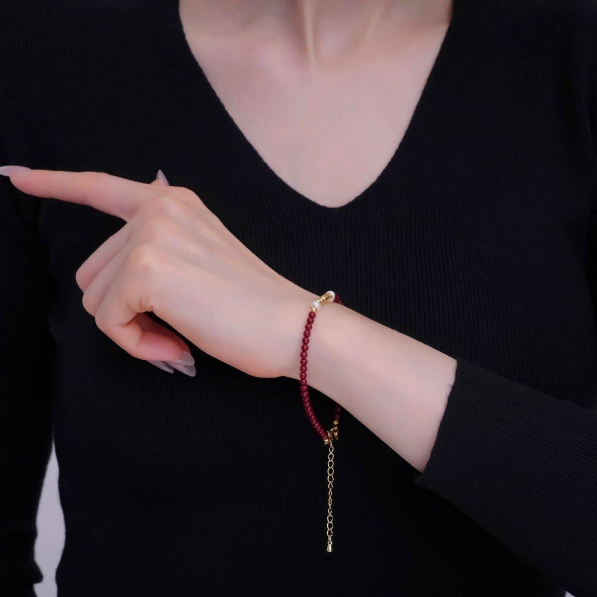 Shell Pearl Bead Carnelian Bracelet