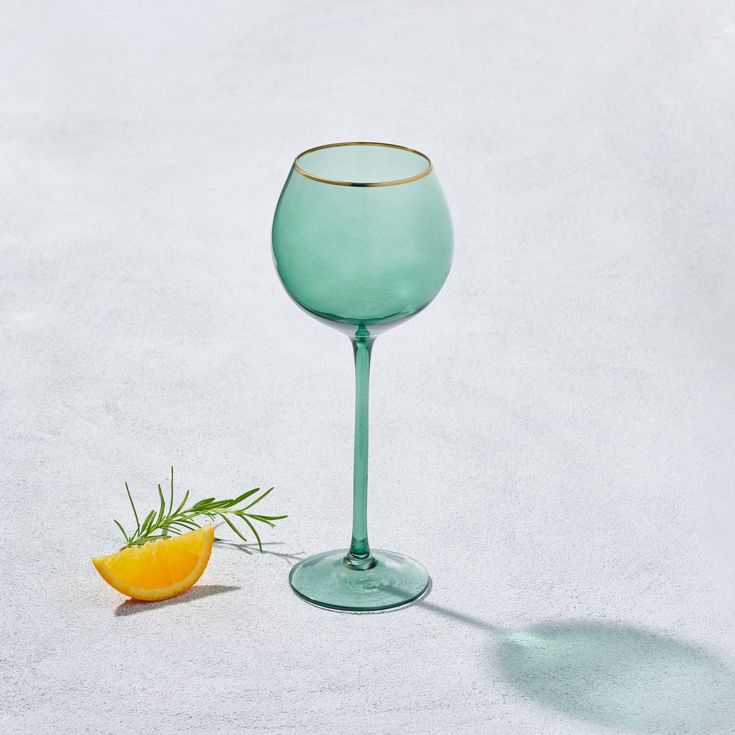 Gold Rim Ball Wine Glass 17oz | Green