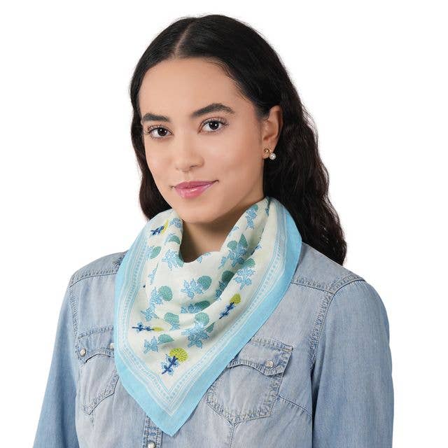 Chasing Petals Cotton Bandana - Ice Blue