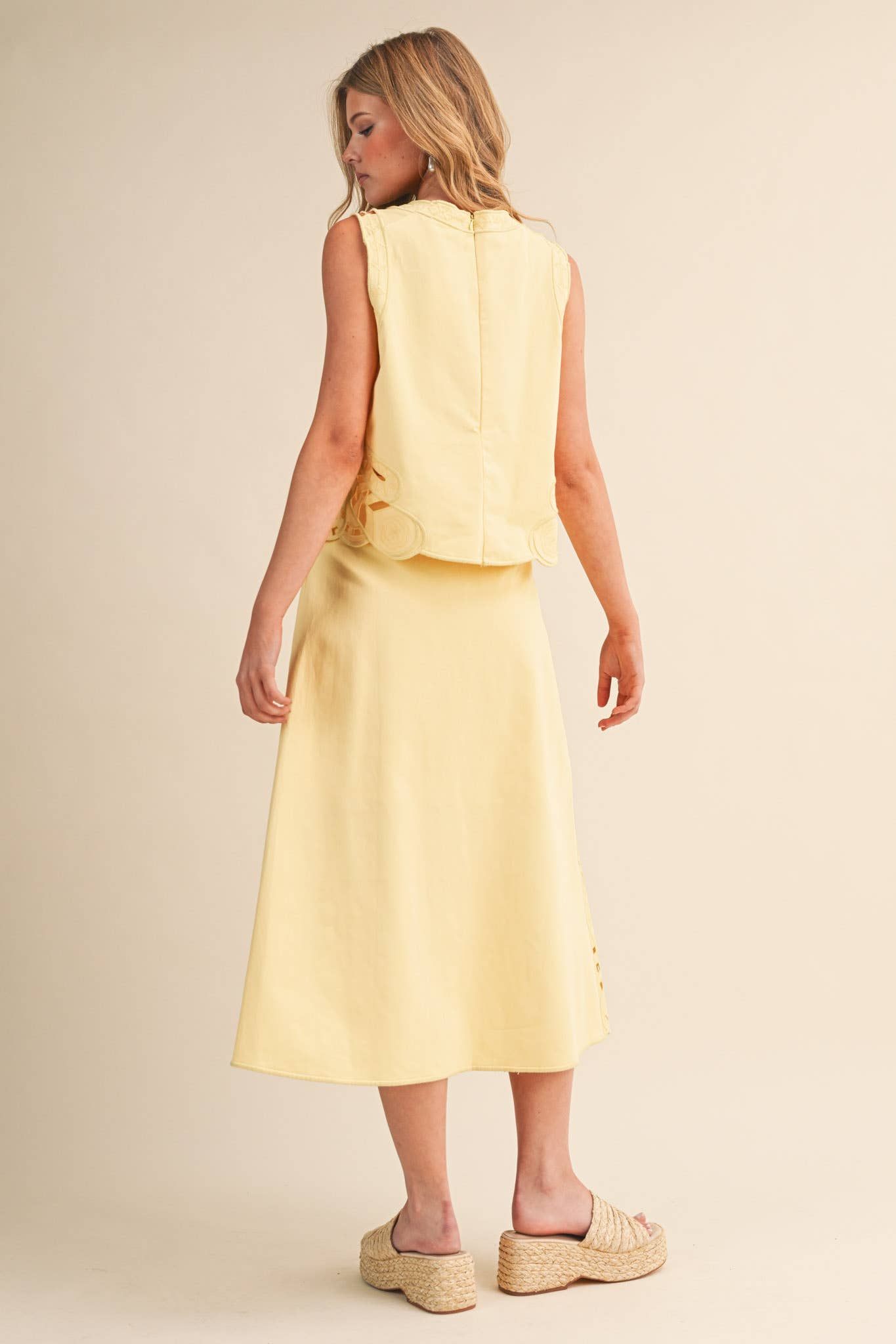 Melinda Lace Tank and Skirt Set | Lemon