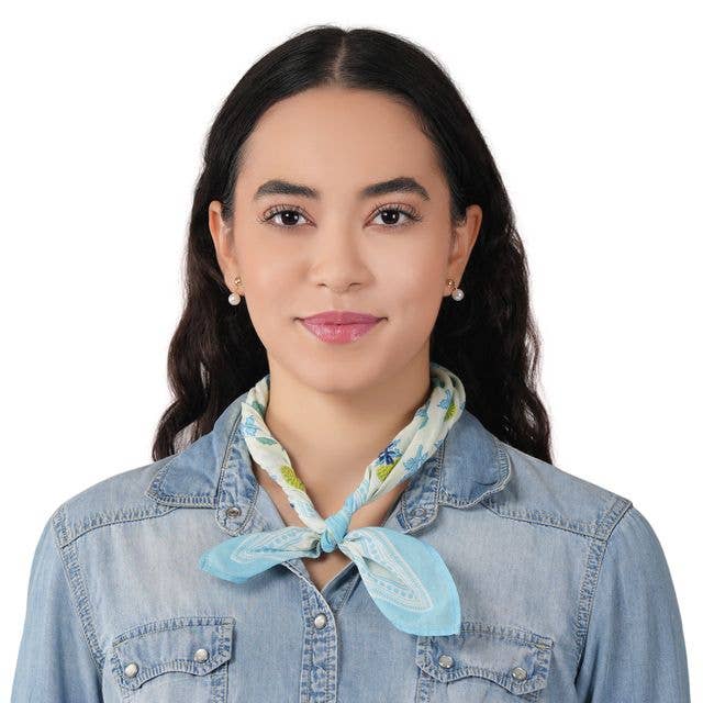 Chasing Petals Cotton Bandana - Ice Blue