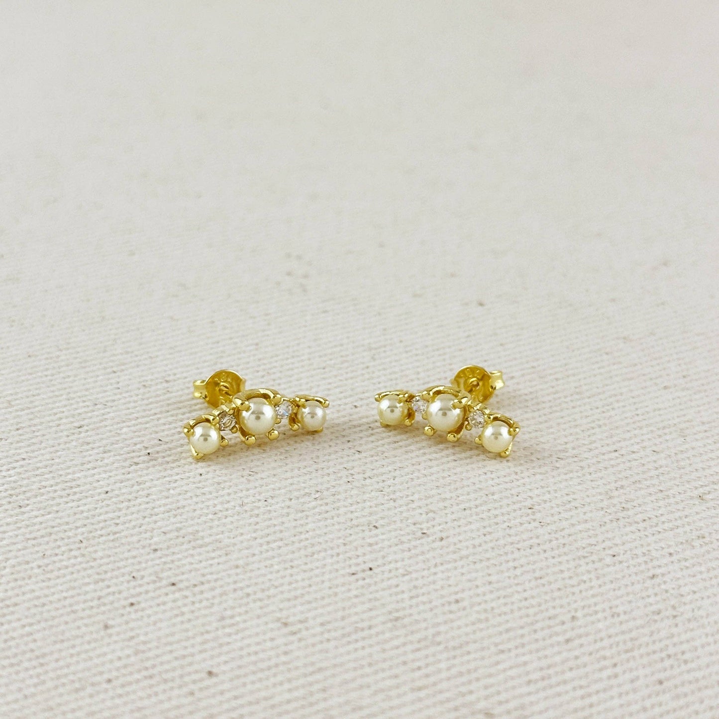 18k Gold Filled Pearl & Crystal Earrings