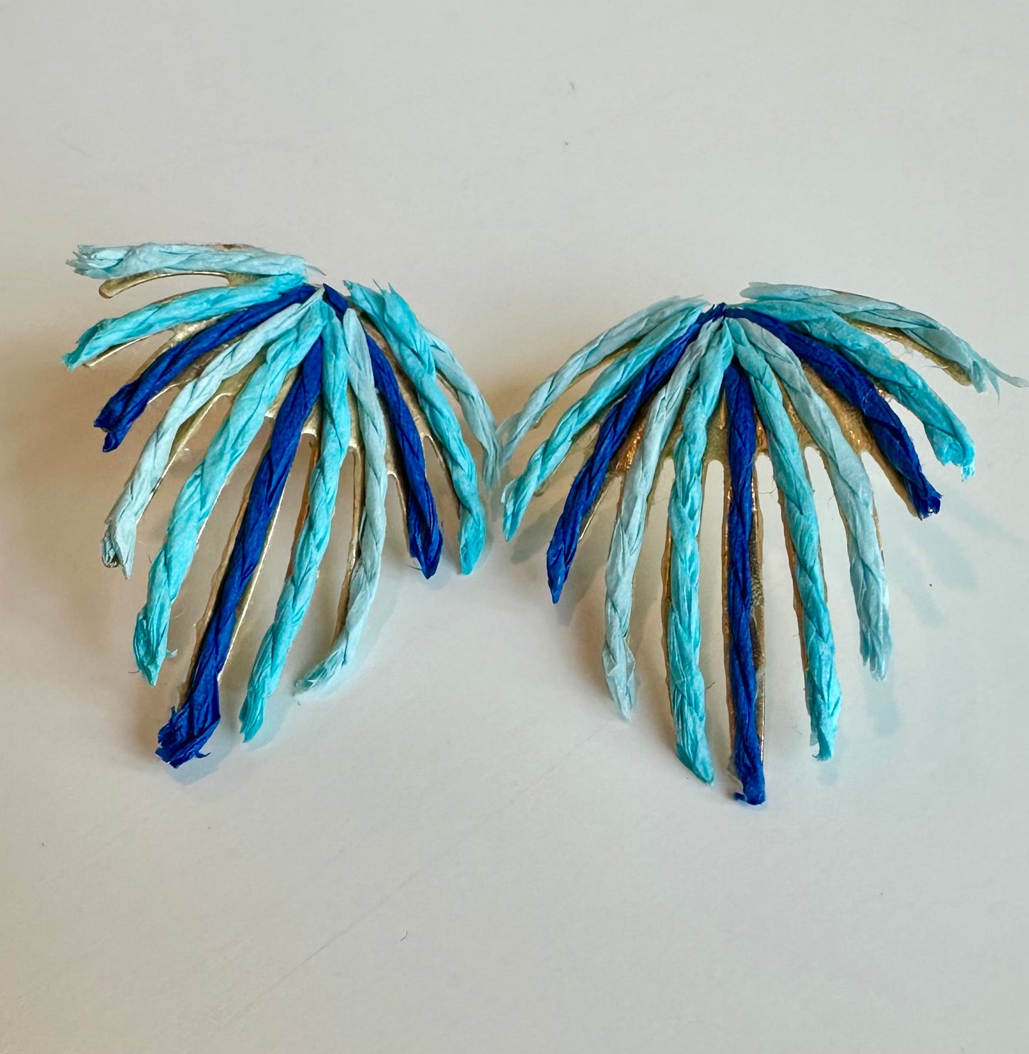 Tree Raffia Earring| Blue
