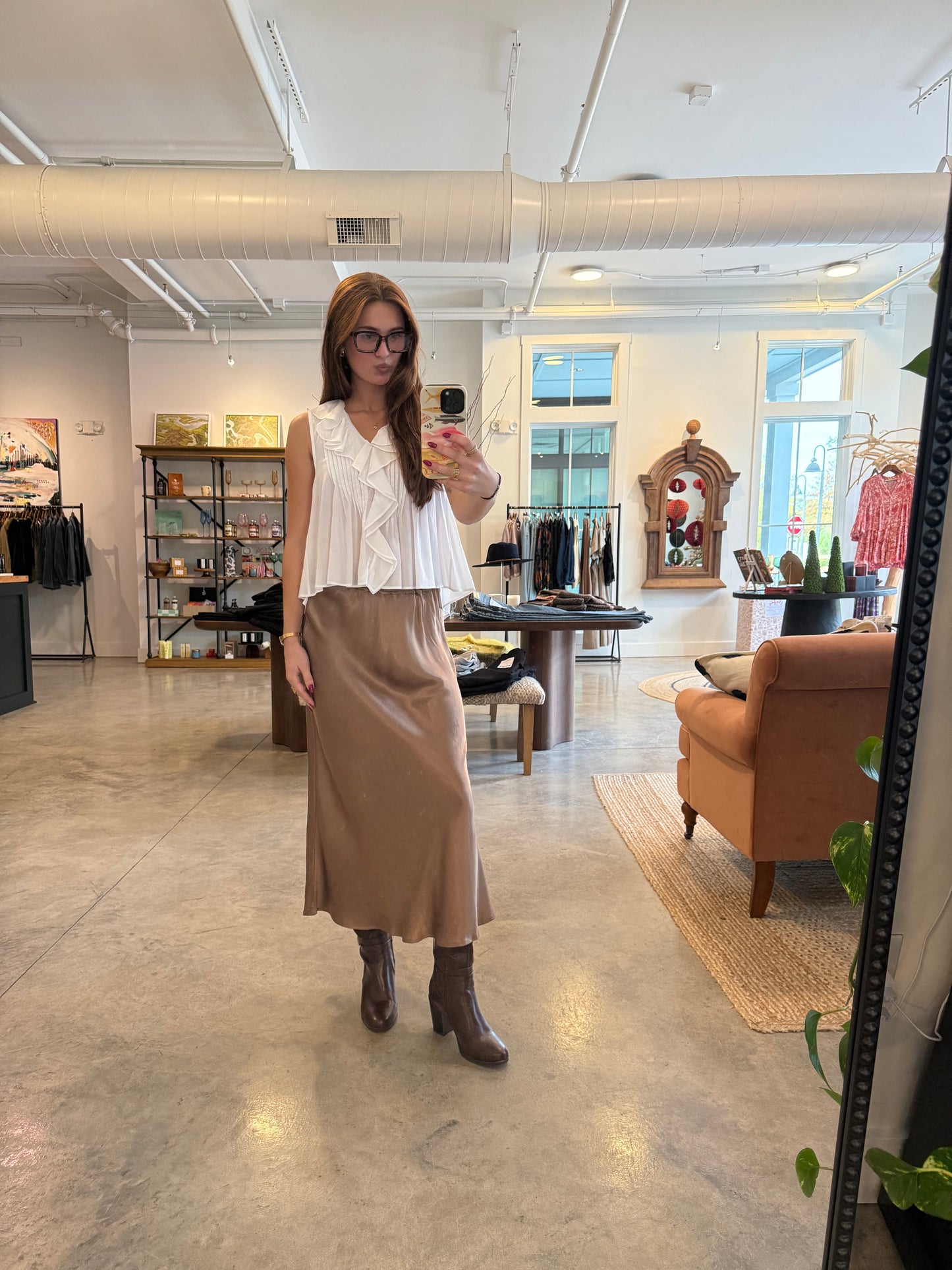 Charlie Satin Skirt | Mocha