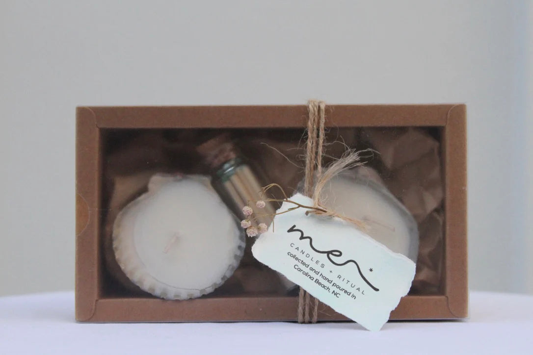 Shell Candle Gift Box Set - Soy Wax Shell Candles & Matches