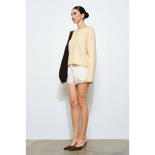 Lucille Striped Henley Knit Sweater