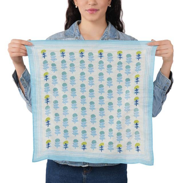 Chasing Petals Cotton Bandana - Ice Blue