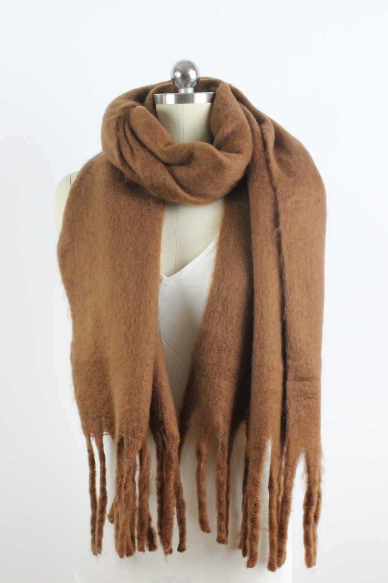Solid Color Knit Scarf with Tassels-Bestselling