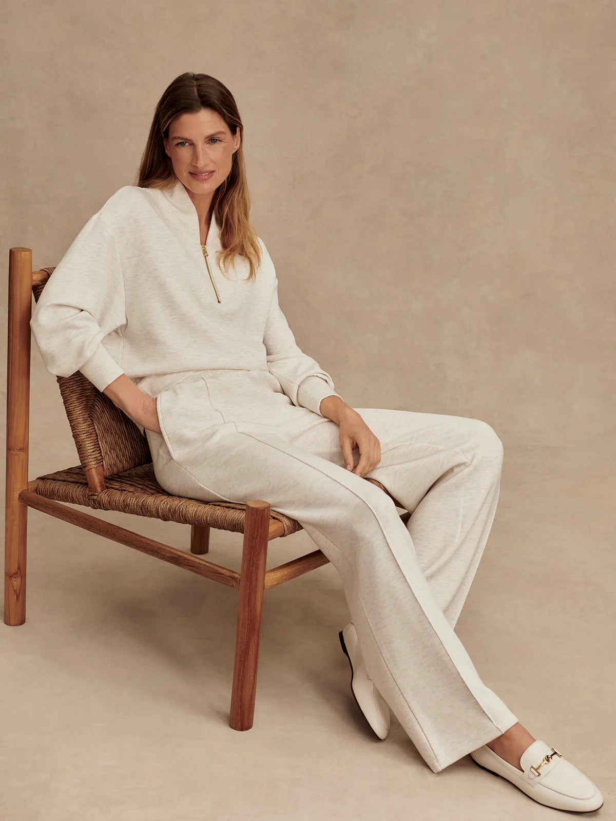 The Wide Leg Pant 28” | Ivory Marl