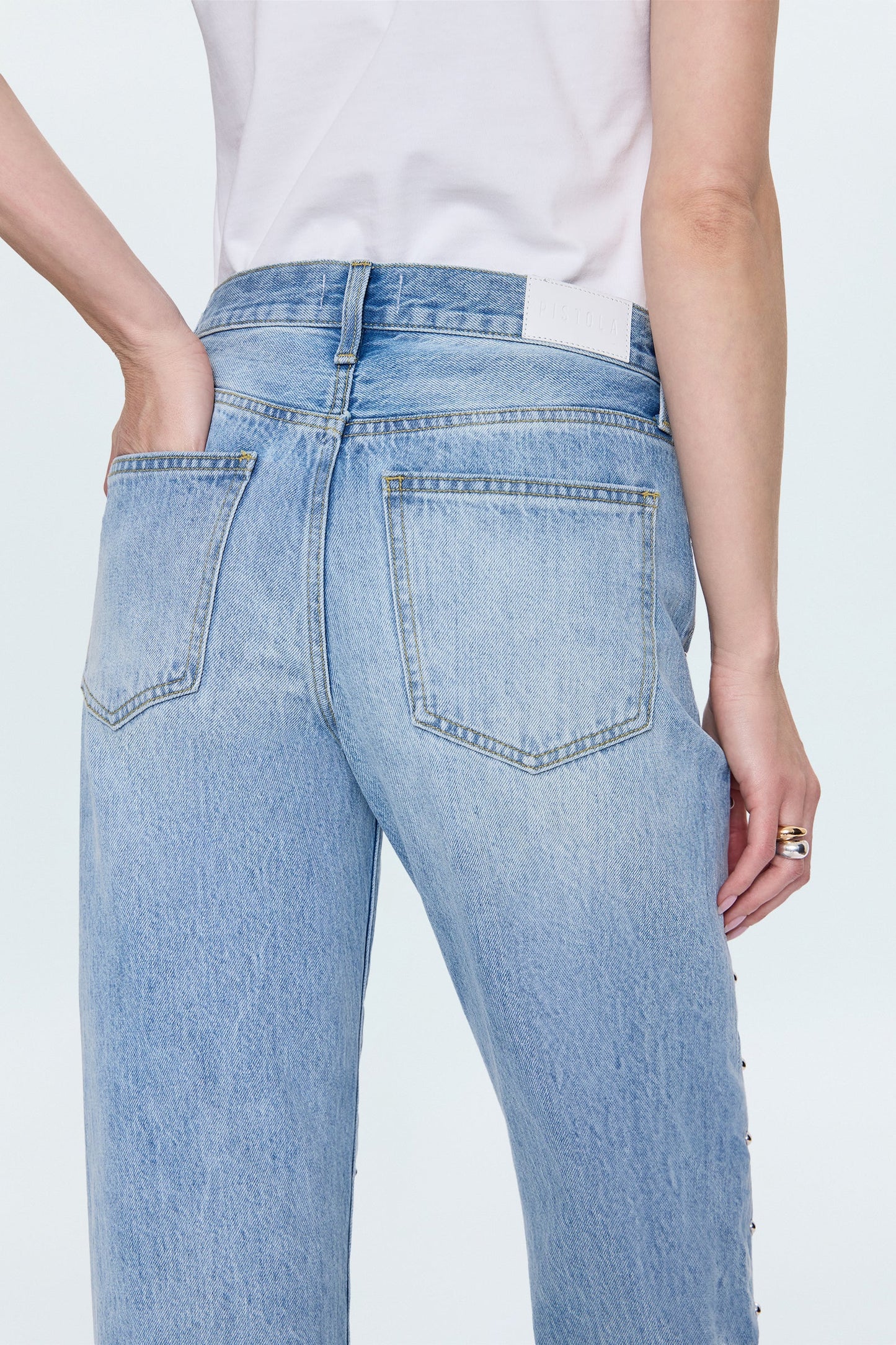 Lexi Mid Rise Bowed Straight Jean | Aries