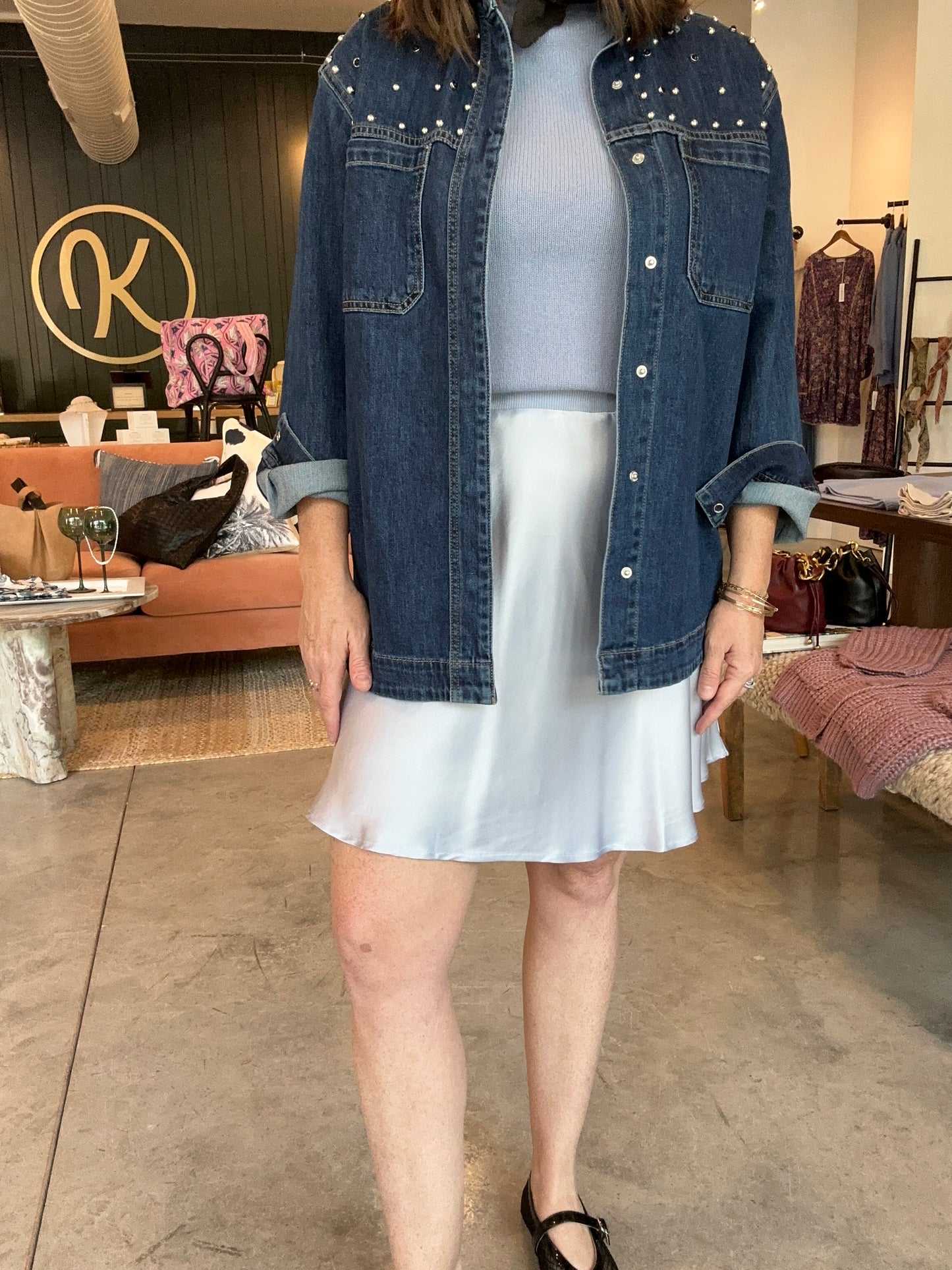Mae Mini Satin Skirt | Moon Blue