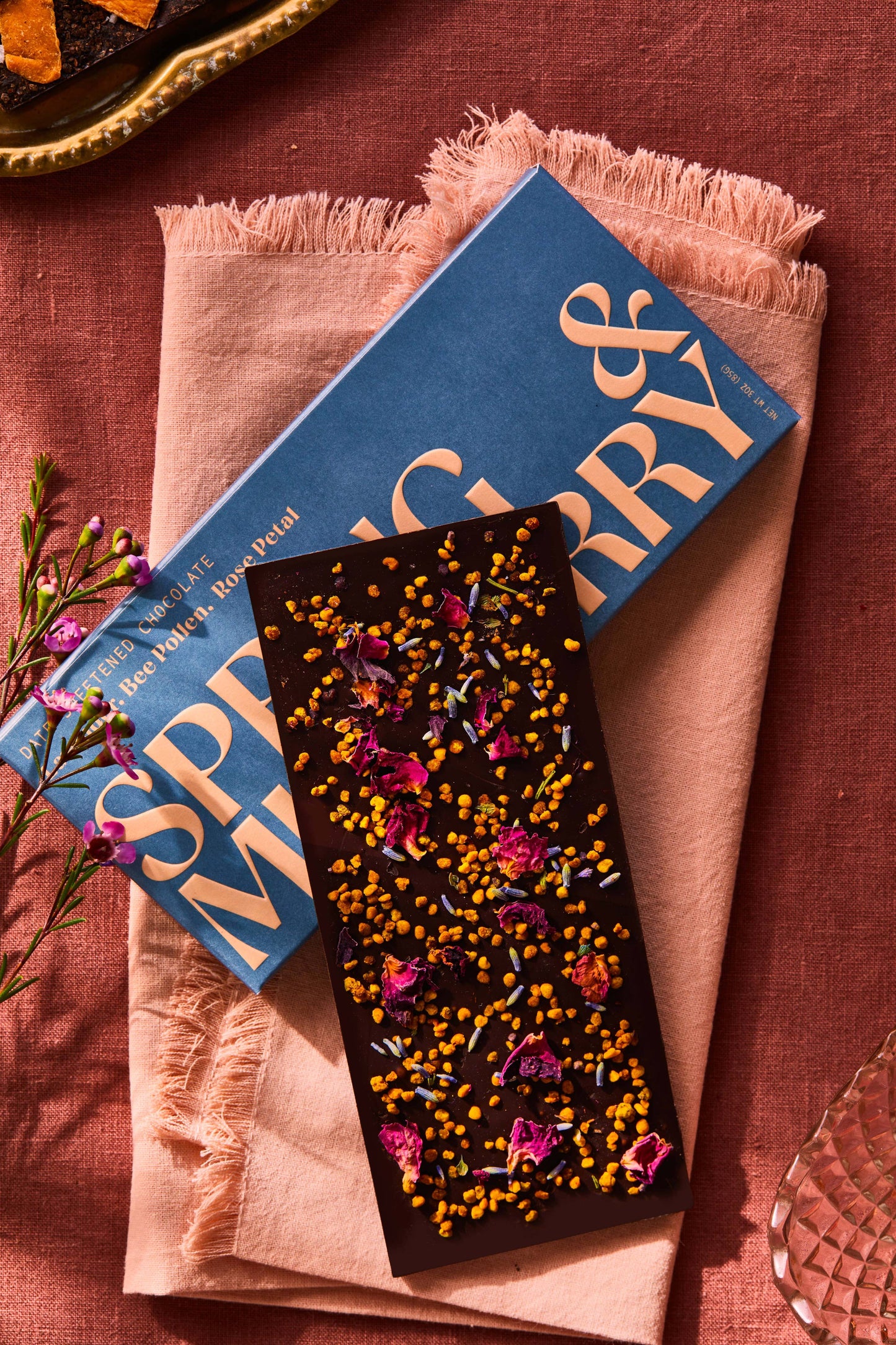 Lavender, Bee Pollen, Rose Petal Date-Sweetened Chocolate