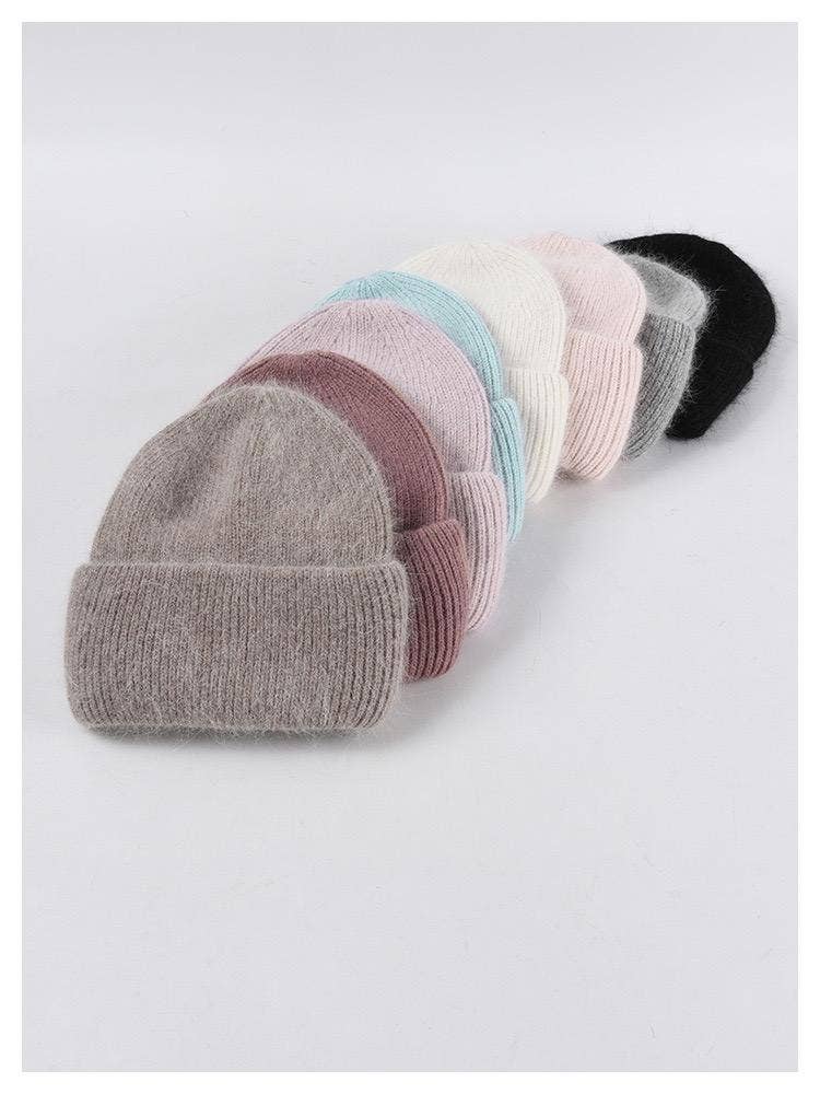 Angora Beanie Hat - Khaki