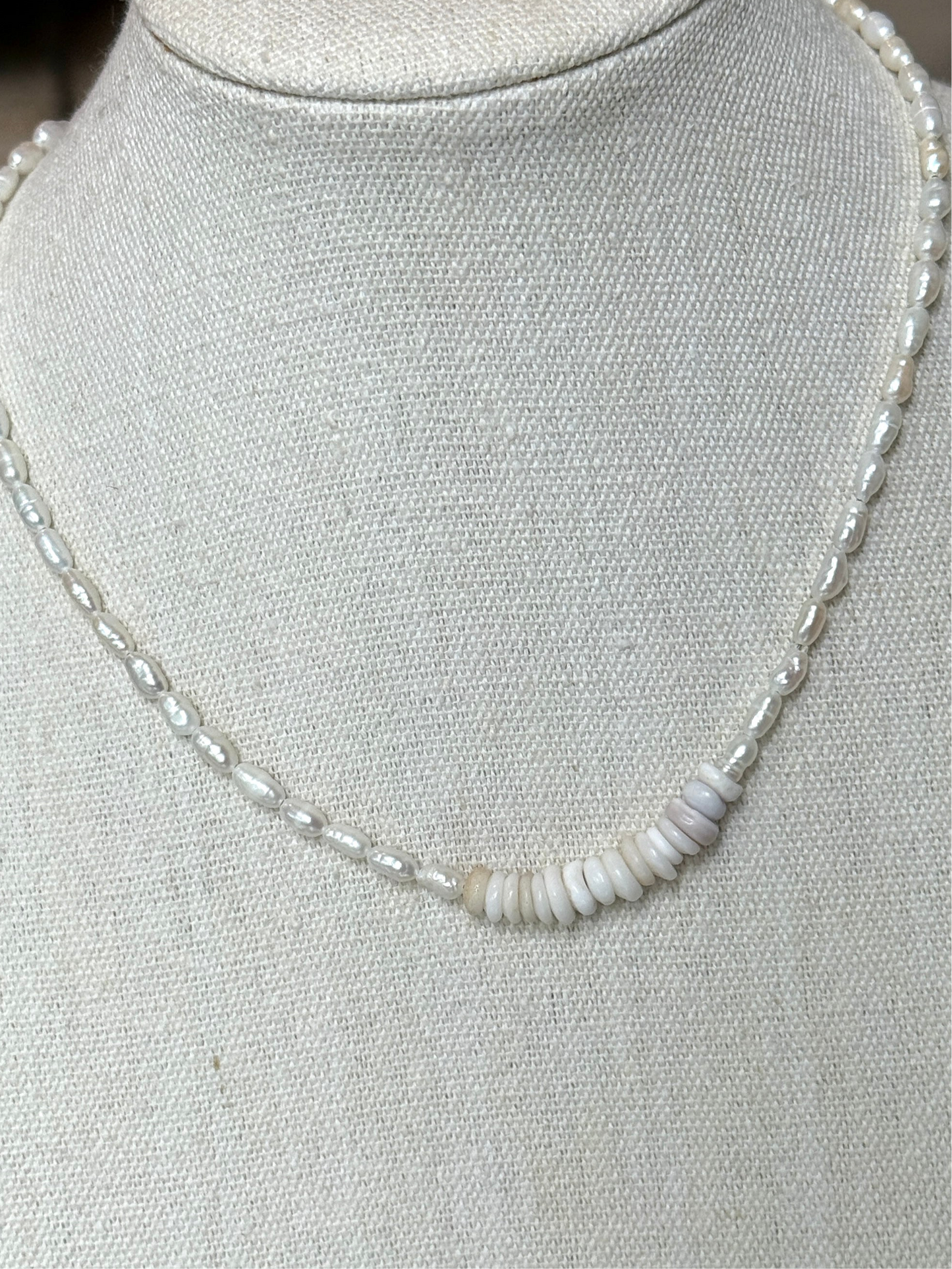 Pearl + Puka Collar Necklace