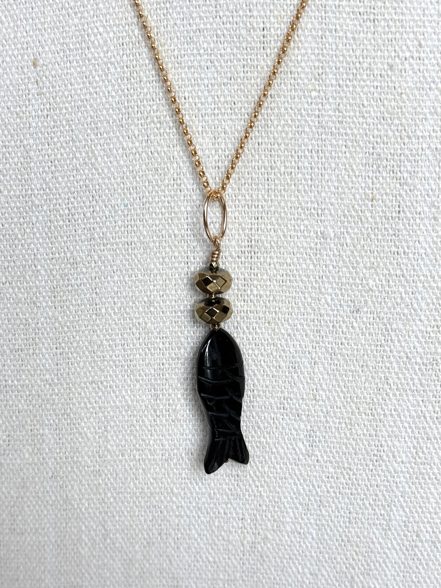 Isla Fish Necklace | Black Tourmaline