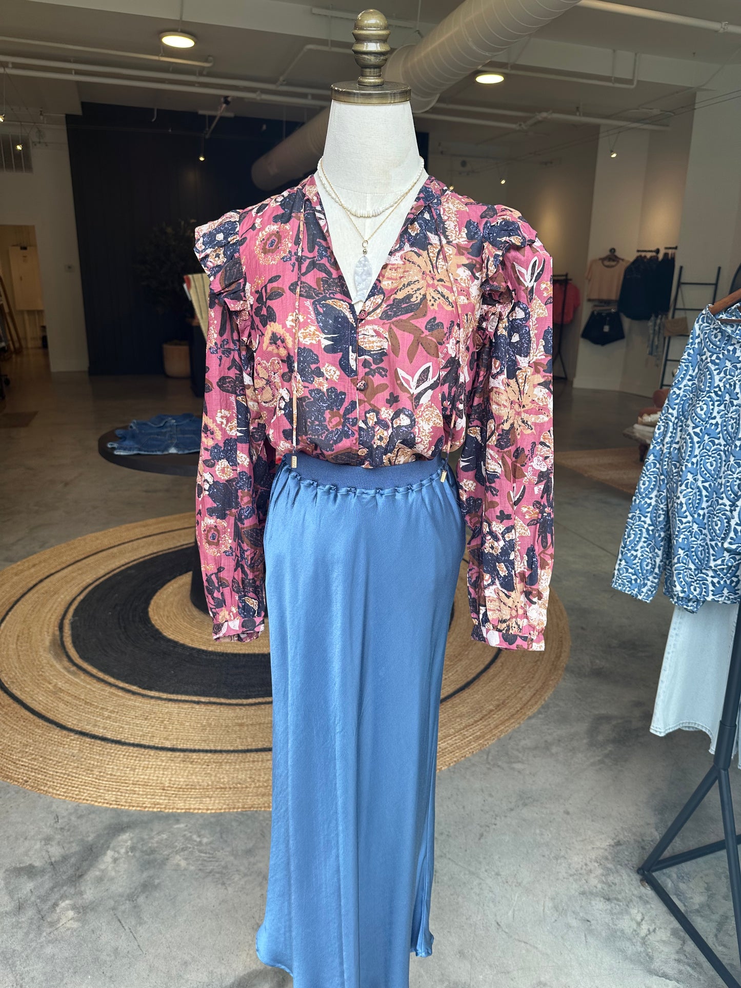 Charlie Satin Skirt | Indigo