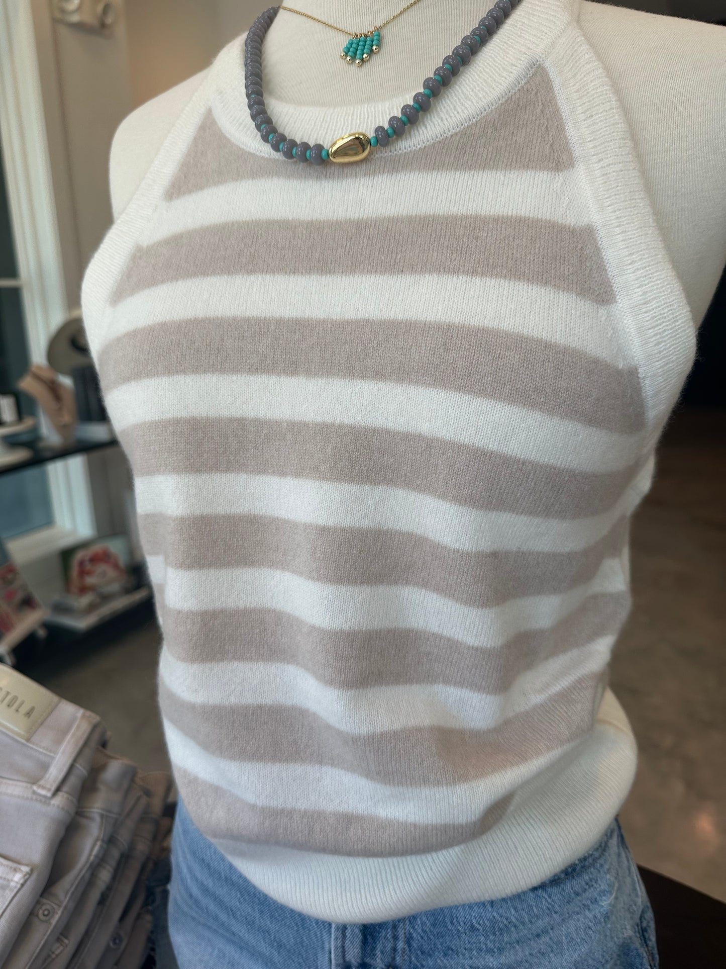 Frankie Cashmere Tank | Cream/ Stone
