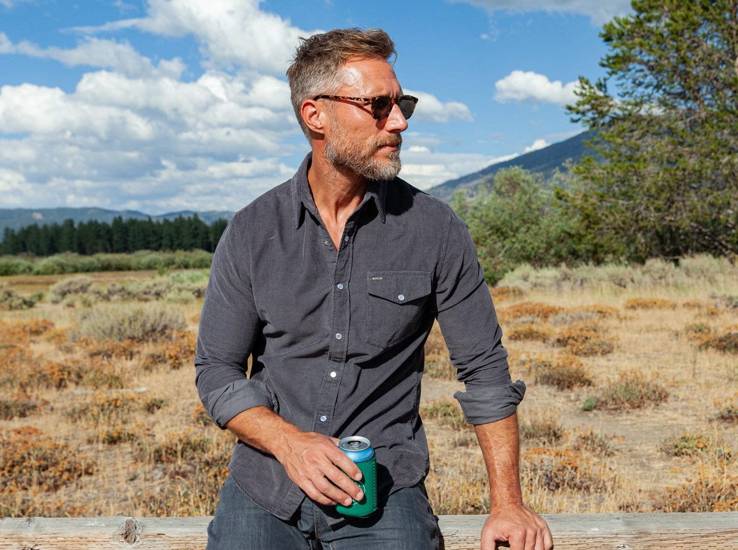 Corduroy Pearl Snap | Charcoal