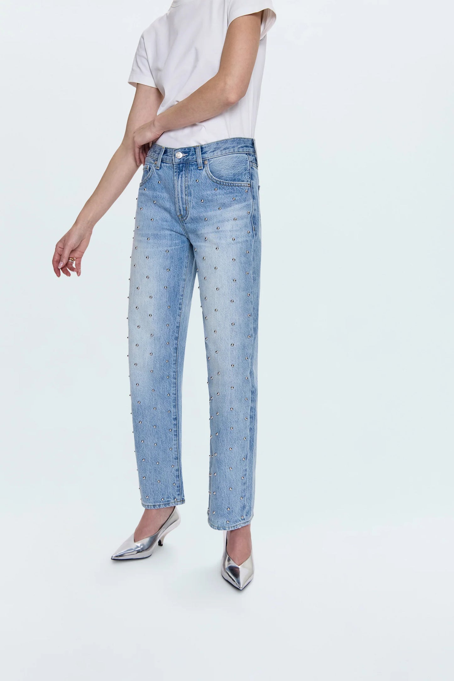 Lexi Mid Rise Bowed Straight Jean | Aries