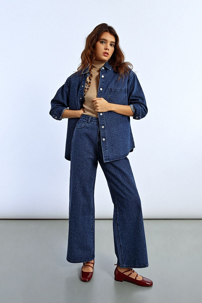 Roxy Denim Button Down Shirt | Leopard