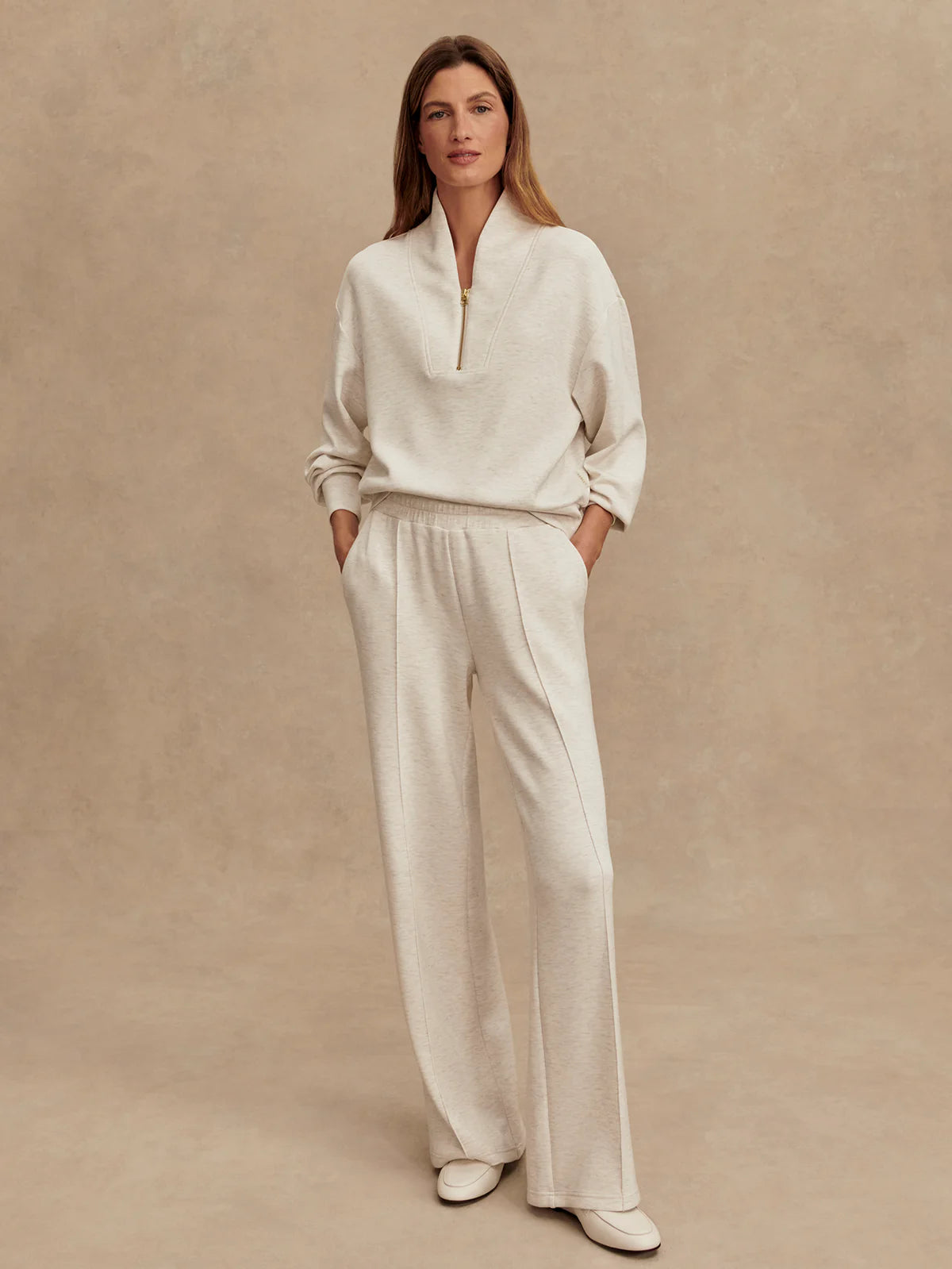 The Wide Leg Pant 28” | Ivory Marl