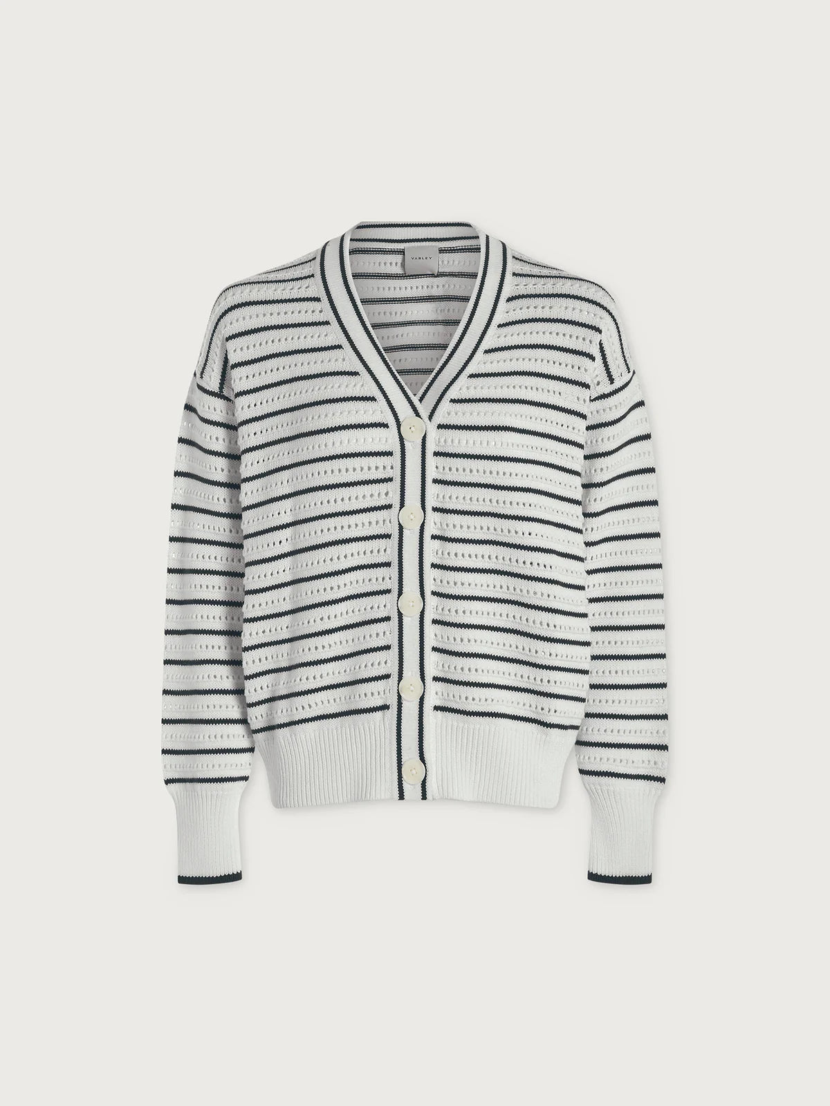 Antonia Relaxed Cardigan | White/ Blue Nights