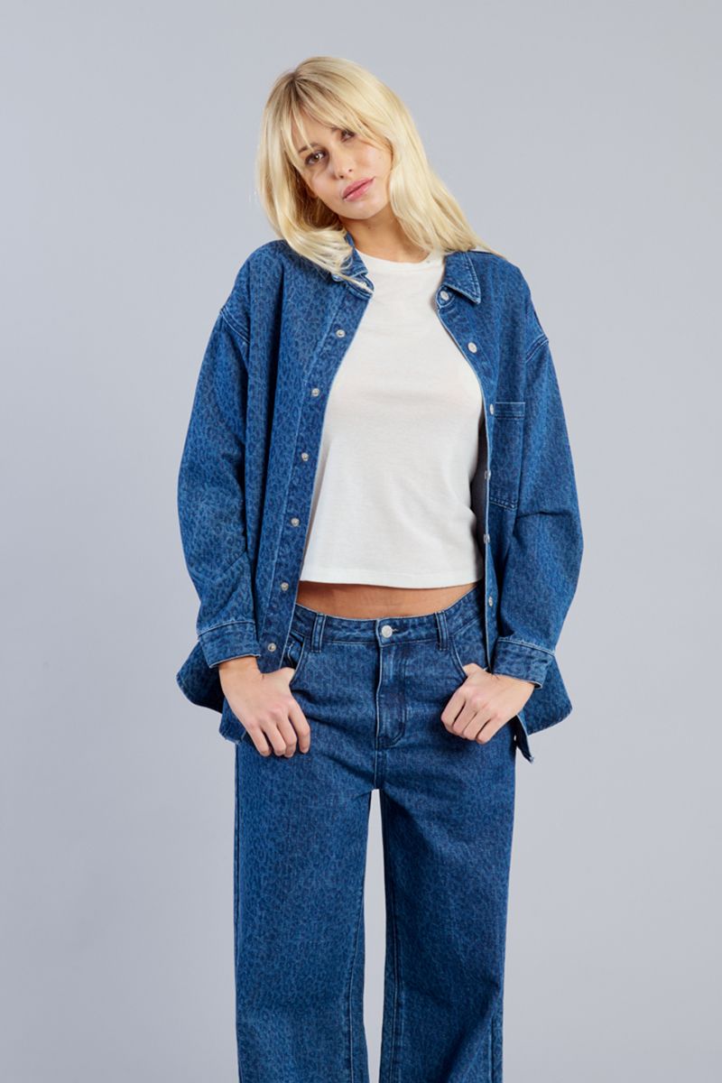 Roxy Denim Button Down Shirt | Leopard