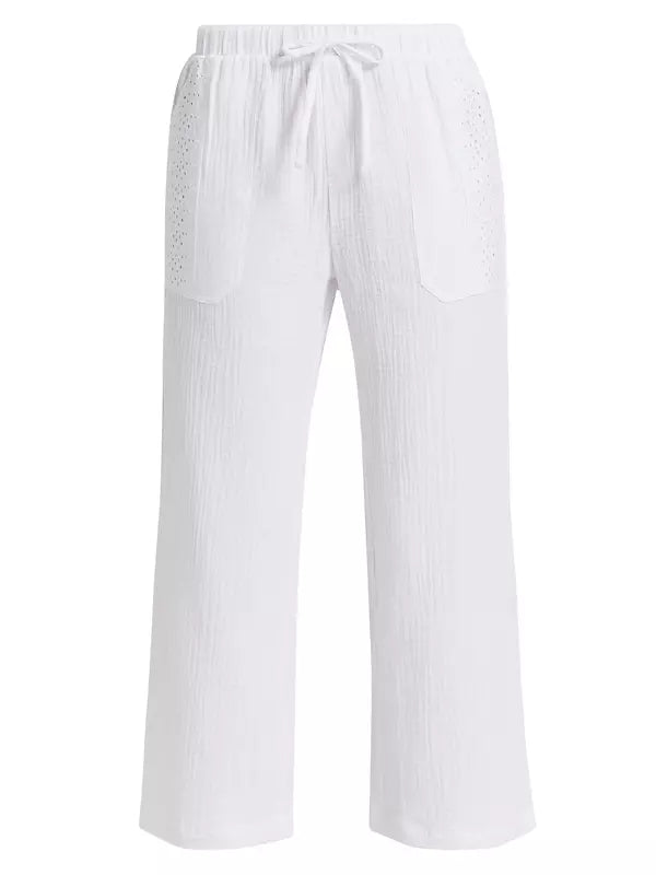 Kit Eyelet Gauze Pant| White