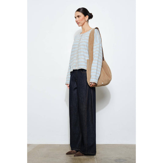 Paisley Striped Boxy Button Up Cardigan