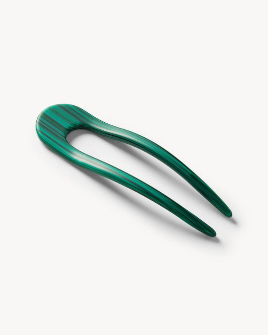 French Hair Pin in Malachite