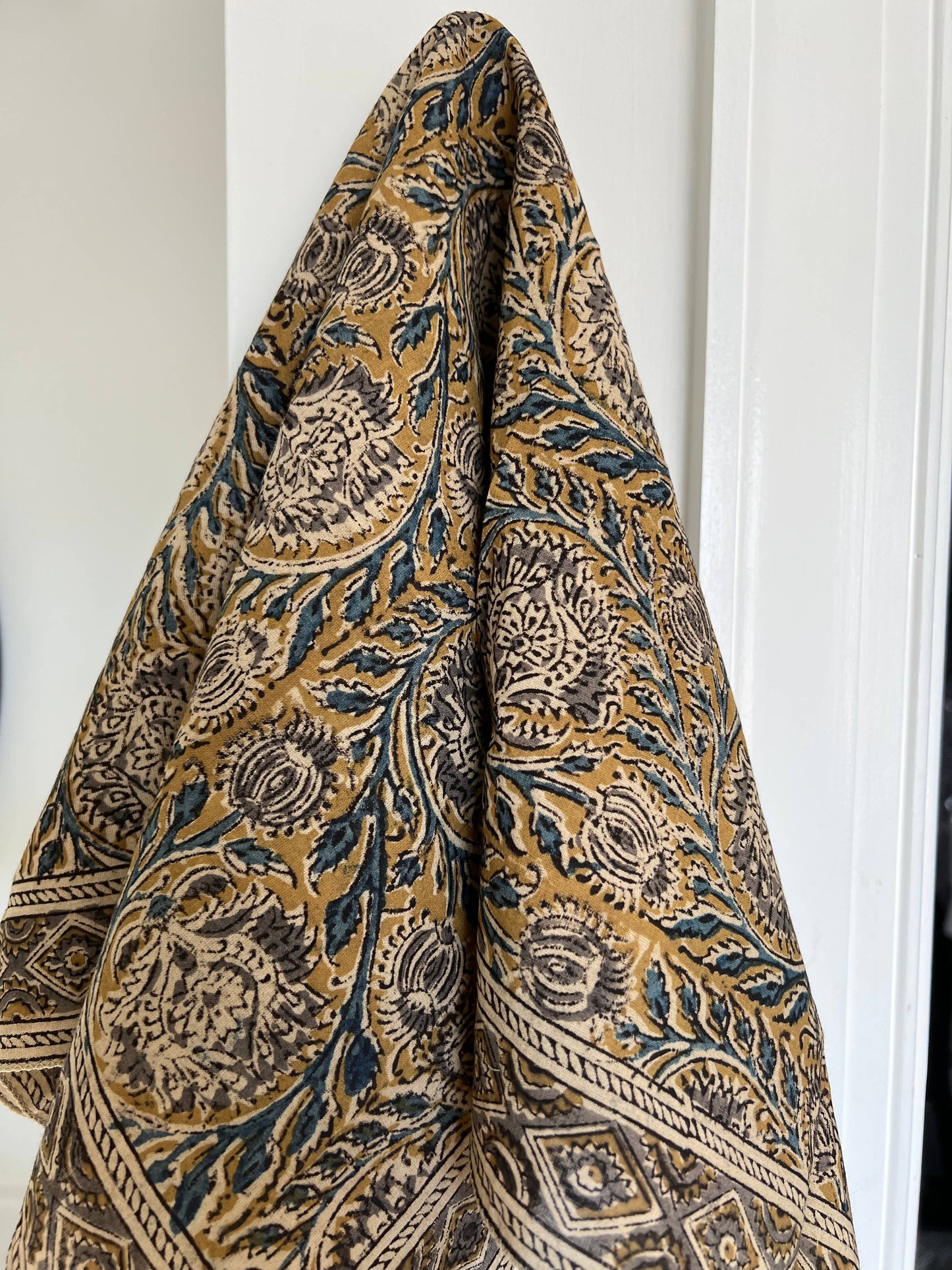 Bandana - Flax and Indigo Kalamkari Print