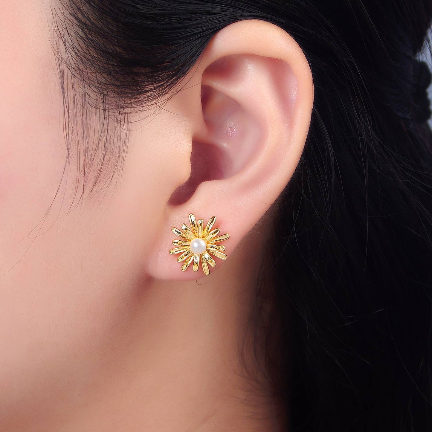 Pearl Sunflower Studs