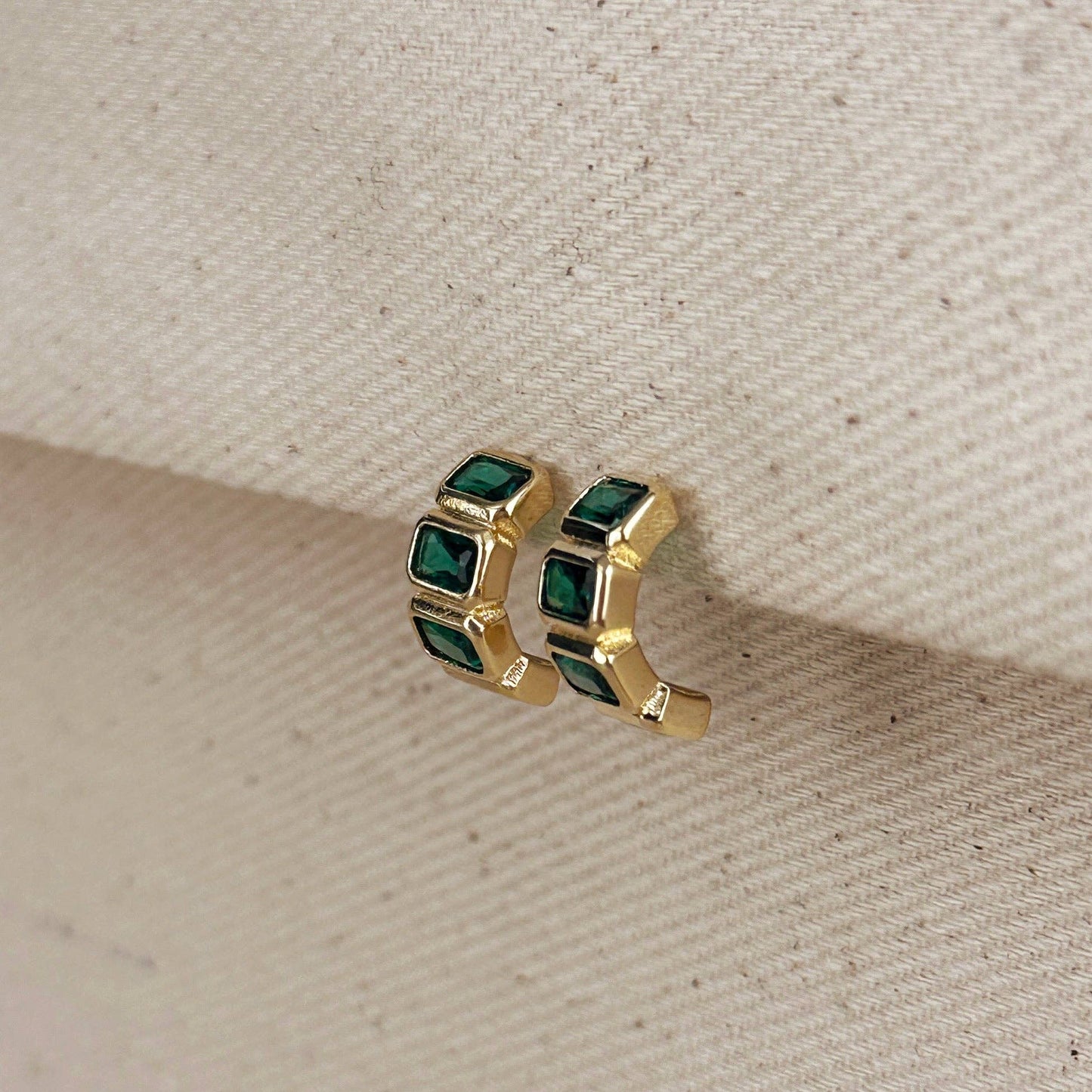 18k Gold Filled Chunky CZ Curve Earrings