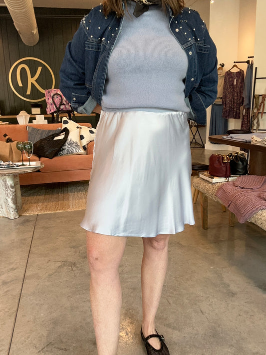 Mae Mini Satin Skirt | Moon Blue