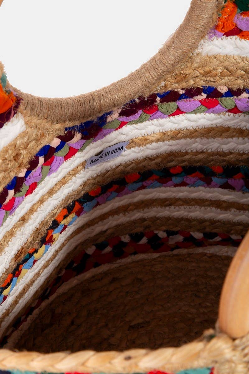 Boho Blossom Jute Tote Bag