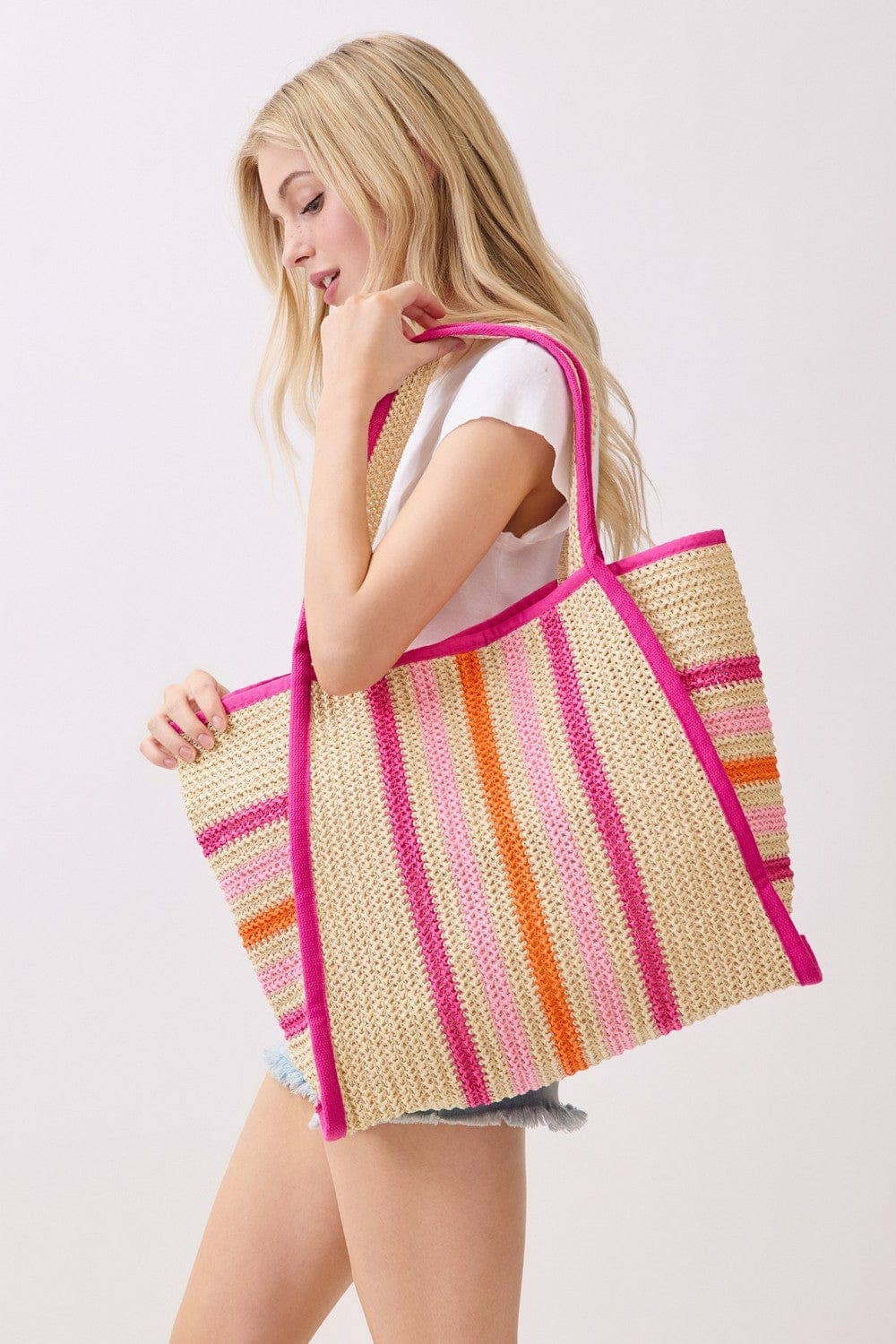 Juliet Multi Color Straw Beach Bag