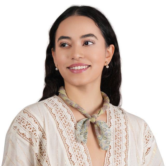 Ornate Pattern Cotton Bandana - Citrus Lime