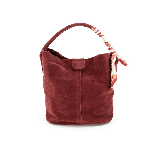 Celeste Suede Buckey Bag | Burgundy