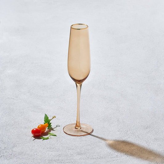 Platinum Amber Gold Rim Champagne Flute 8.5 oz