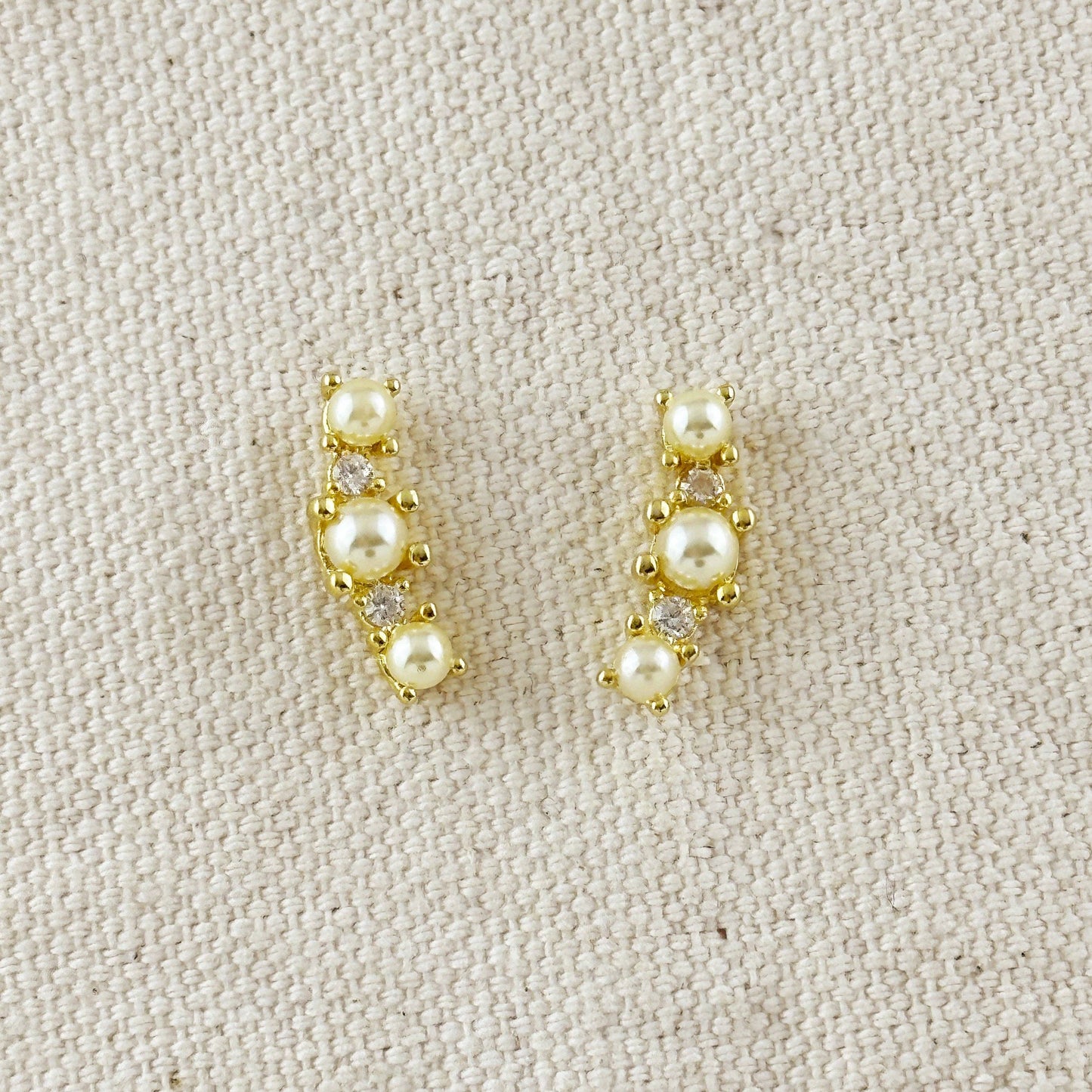 18k Gold Filled Pearl & Crystal Earrings