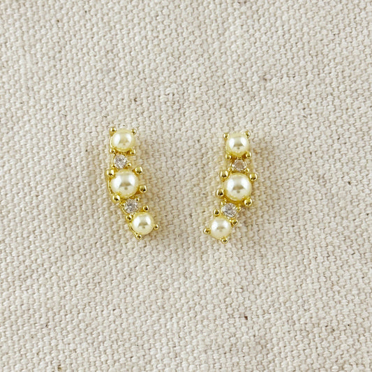 18k Gold Filled Pearl & Crystal Earrings